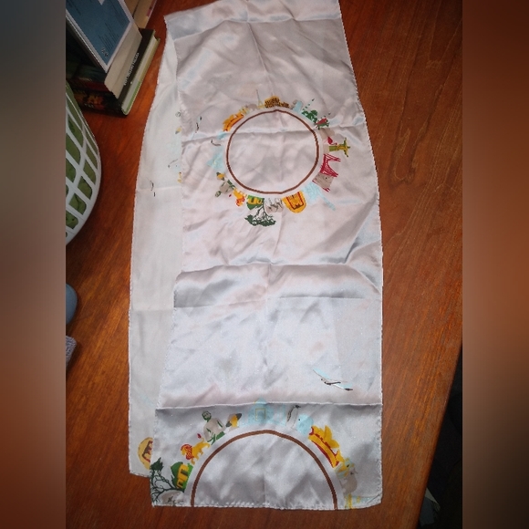 Long Scarf, 100% Silk, Hand Made Travel Theme, Africa, Brazil, France, A… - Picture 9 of 9